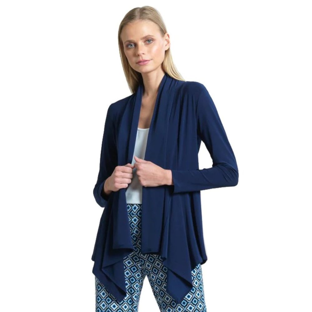 Clara Sun Woo Drape Tunic Cardigan M teal blue